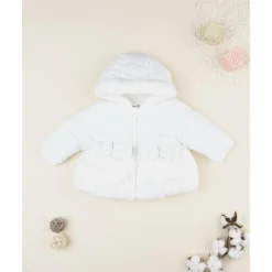 Abrigo acolchado niña blanco con inserto de peluche