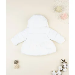 Abrigo acolchado niña blanco con inserto de peluche