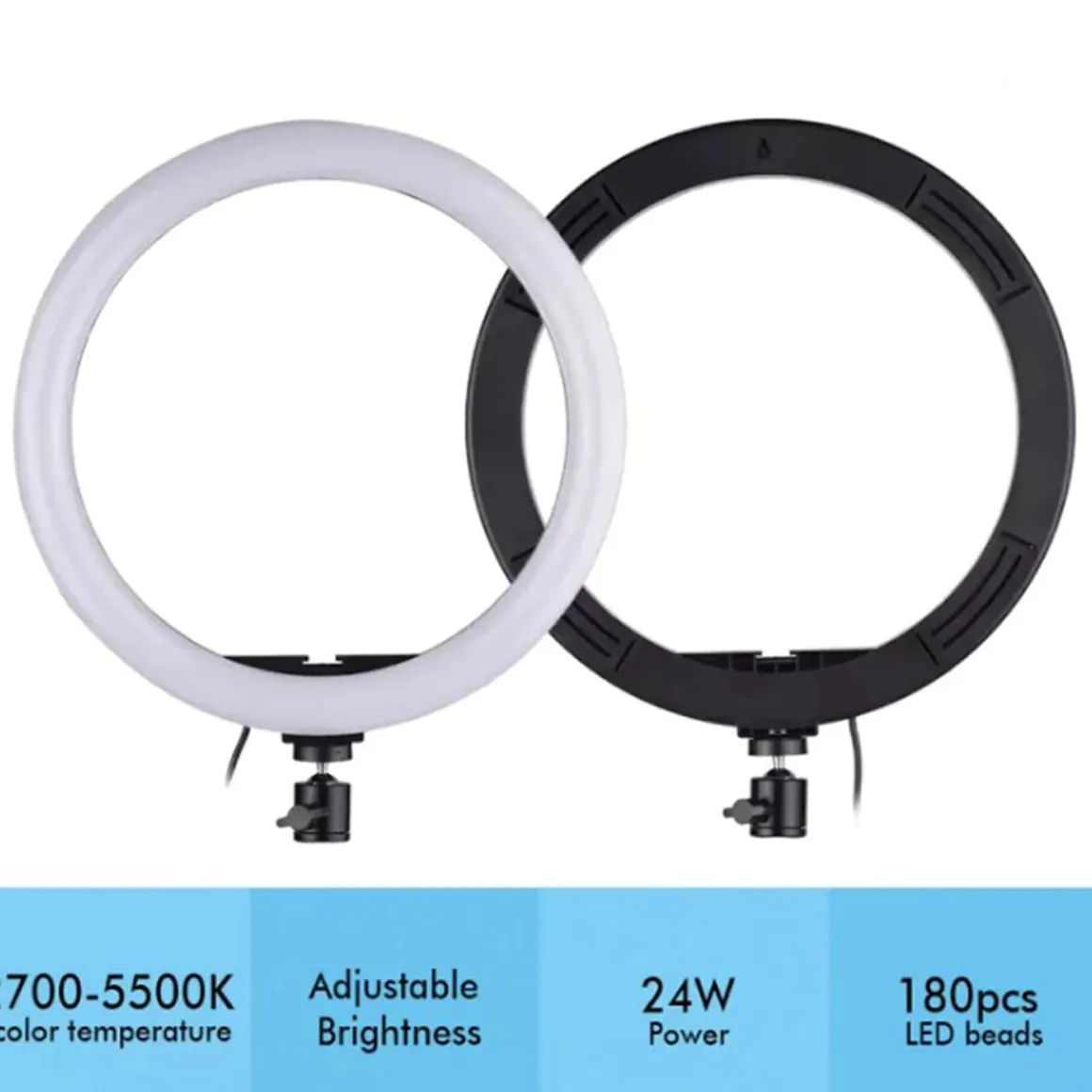 Aro de luz 26 cm Led 3 modos de color con trípode 210 cm