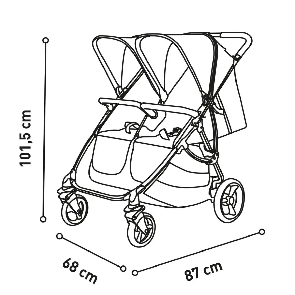 Asalvo - Silla de Paseo Gemelar Bro Gris