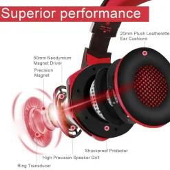 Auriculares Gaming con LED y control de volumen para consola PS4, XBOX y PC Rojo