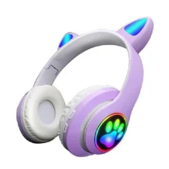 Auriculares orejas de gato bluetooth violeta