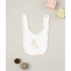 Babero con conejito y flores para niña