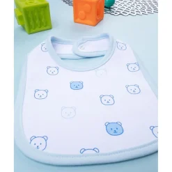 Babero niño blanco/azul con ositos