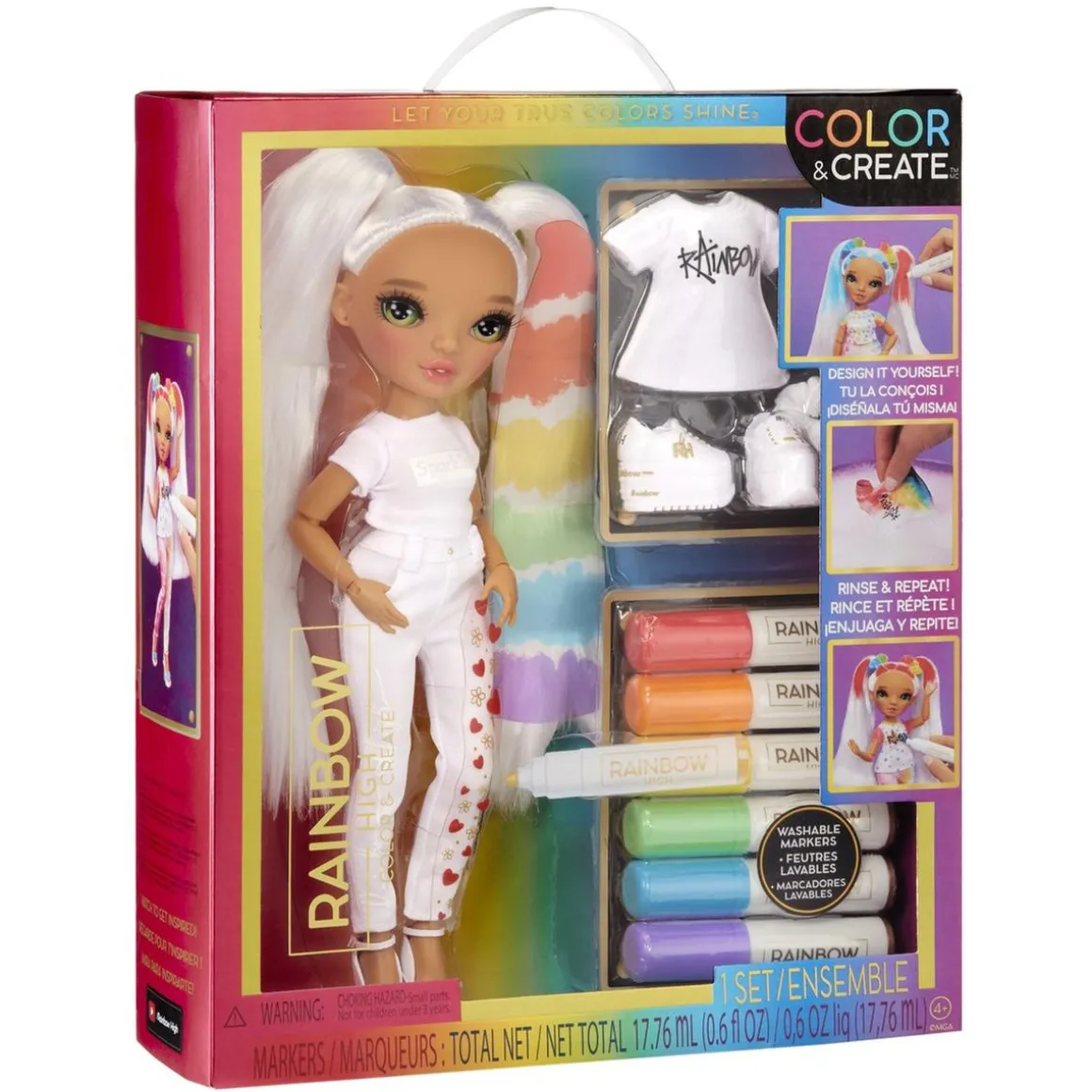 BABY born - Muñeca de moda Color & Create con ojos verdes y accesorios extra