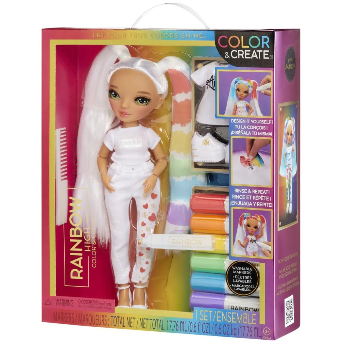 BABY born - Muñeca de moda Color & Create con ojos verdes y accesorios extra