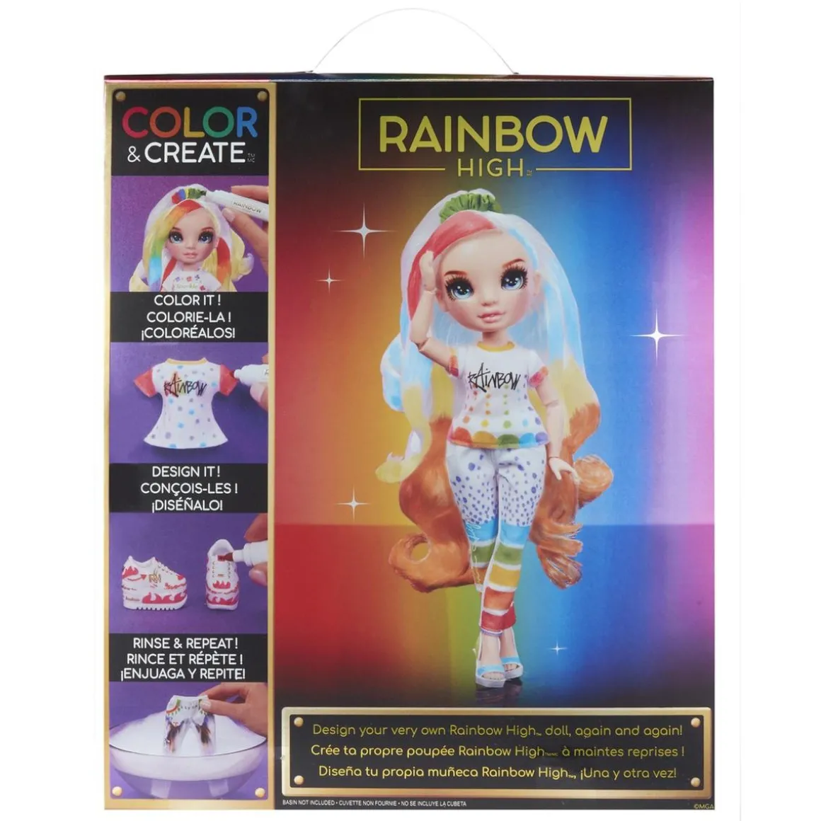BABY born - Muñeca Fashion DIY ojos azules, top y zapatos extra, rotuladores lavables arcoiris