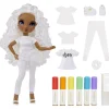 BABY born - Muñeca Fashion DIY colorear y crear - ojos morados, pelo rizado, top y zapatos extra, rotuladores arcoiris