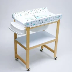 Bañera de Madera Natural Sobrebidé Tipys Mint