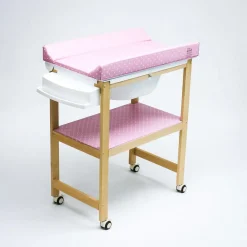 Bañera de Madera Natural Sobrebidé Topos Rosa