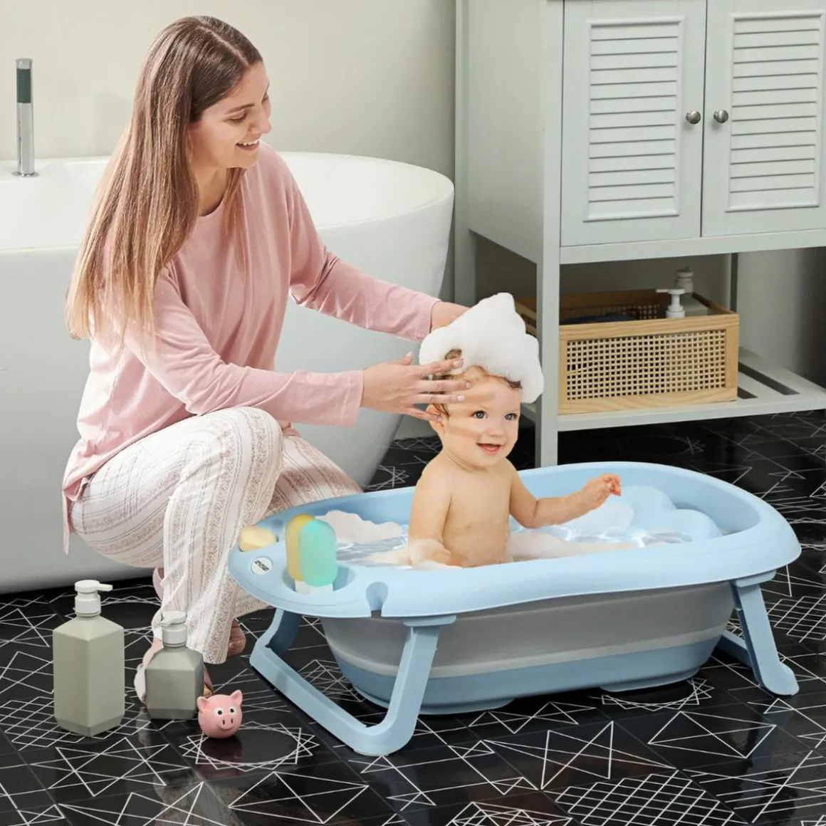 Bañera plegable para bebé Azul