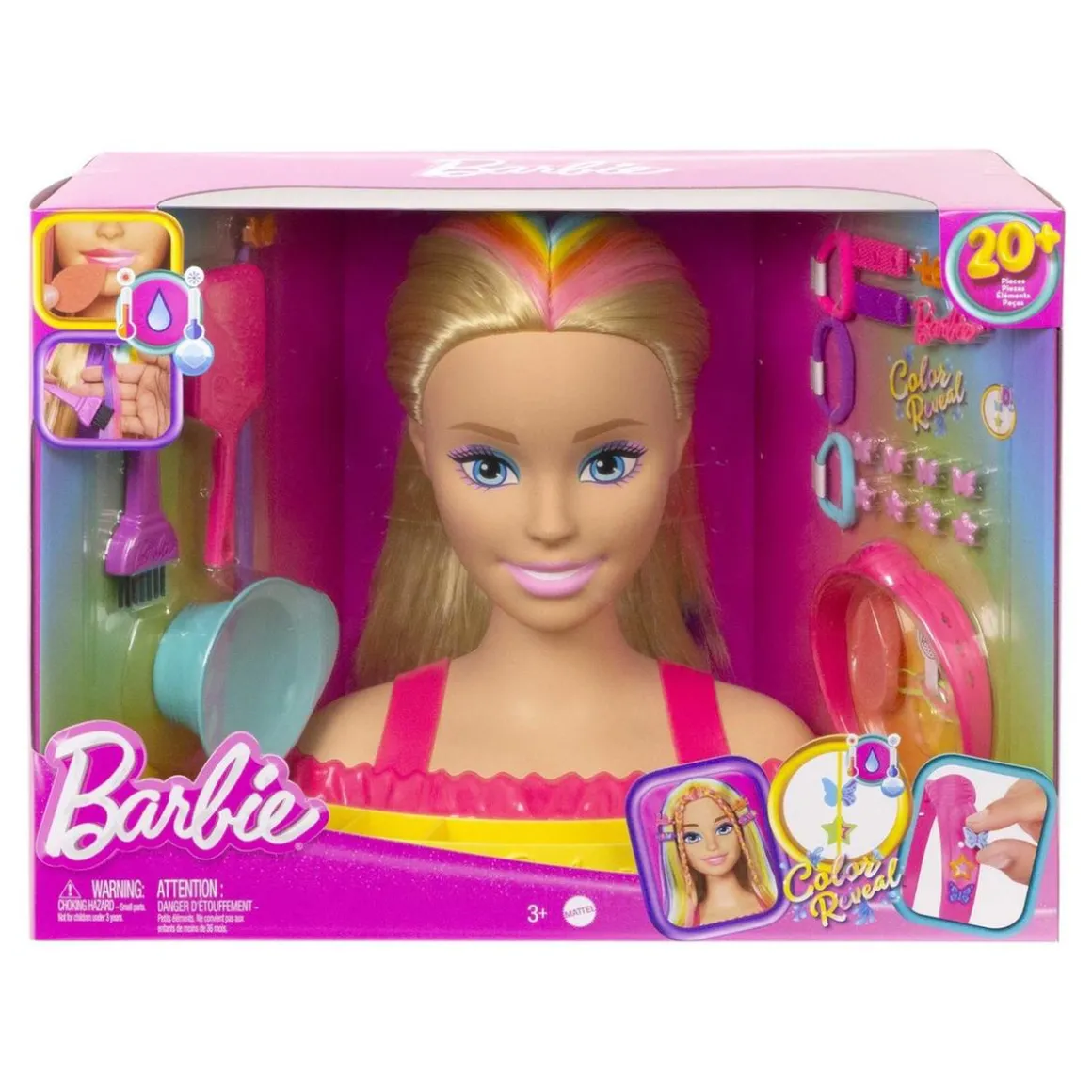 Barbie - Busto de Barbie con pelo largo y accesorios para jugar a peluquería ㅤ