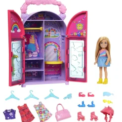 Barbie - Muñeca chelsea con armario, ropa y accesorios