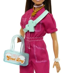 Barbie - Muñeca con Mono Rosa y Complementos de Moda ㅤ