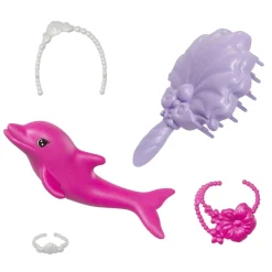 Barbie - Muñeca sirena cambio de color con delfín y accesorios ㅤ