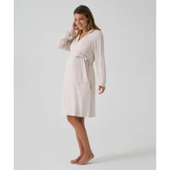 Bata premamá beige punto efecto tricot