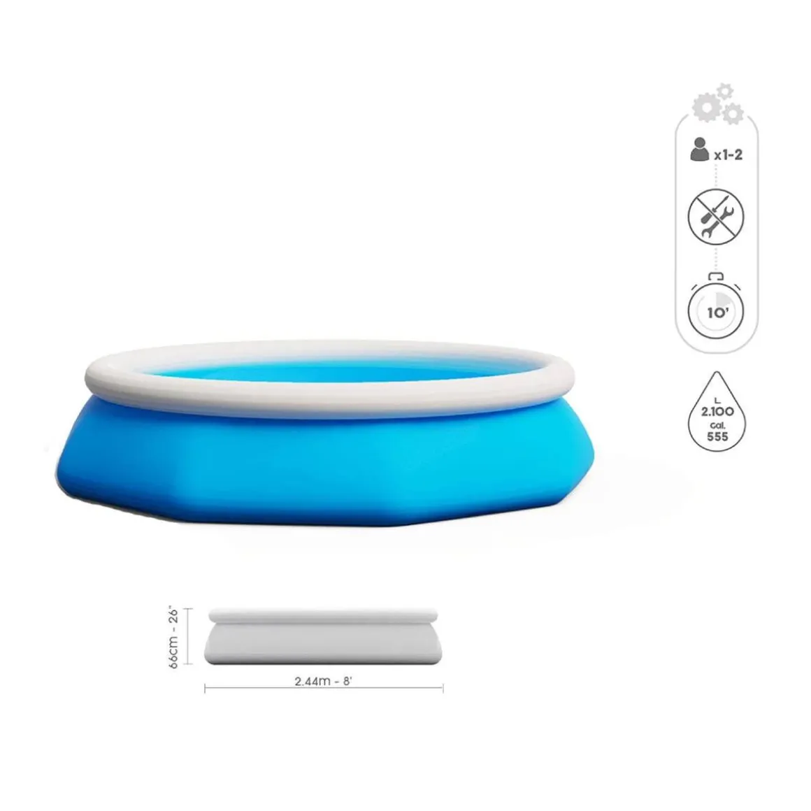 Bestway - Piscina Sin Depuradora 244 x 66 cm