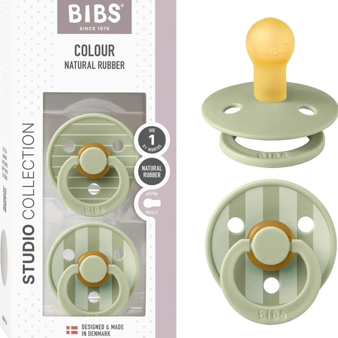 Bibs - Pack 2 chupetes Colour 0-6 meses - Pin Sage Mix
