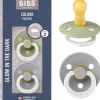 Bibs - Pack 2 chupetes Colour Noche 0-6 meses - Sage/Cloud