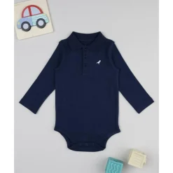 Body azul manga larga para niño