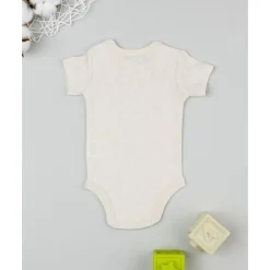 Body beige de manga corta para bebé con estampado floral