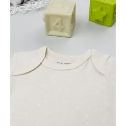 Body beige de manga corta para bebé con estampado floral