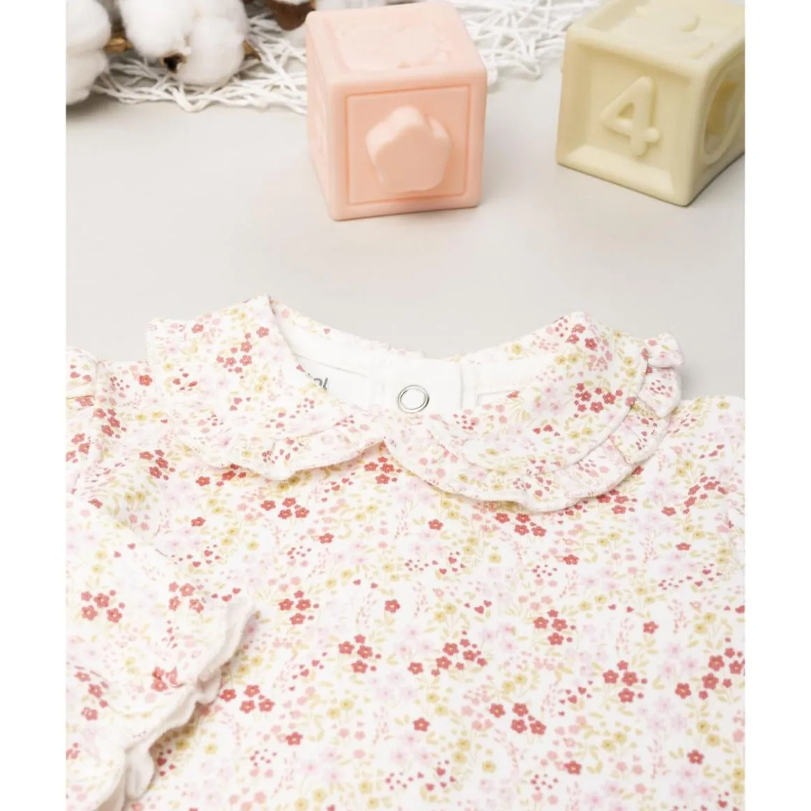 Body de manga larga para niña con estampado de flores
