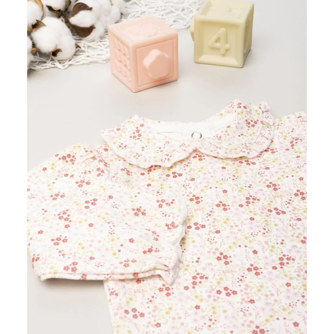 Body de manga larga para niña con estampado de flores