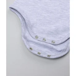 Body de manga larga para niña gris jaspe con cuello alto