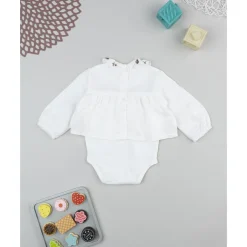 Body de niña blanco con cuello bordado