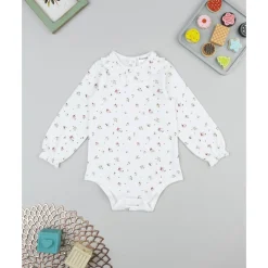 Body de niña blanco con florecitas