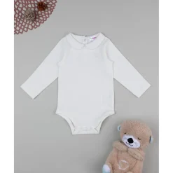 Body de niña blanco de manga larga
