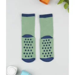 Calcetines antideslizantes niño verde T-Rex