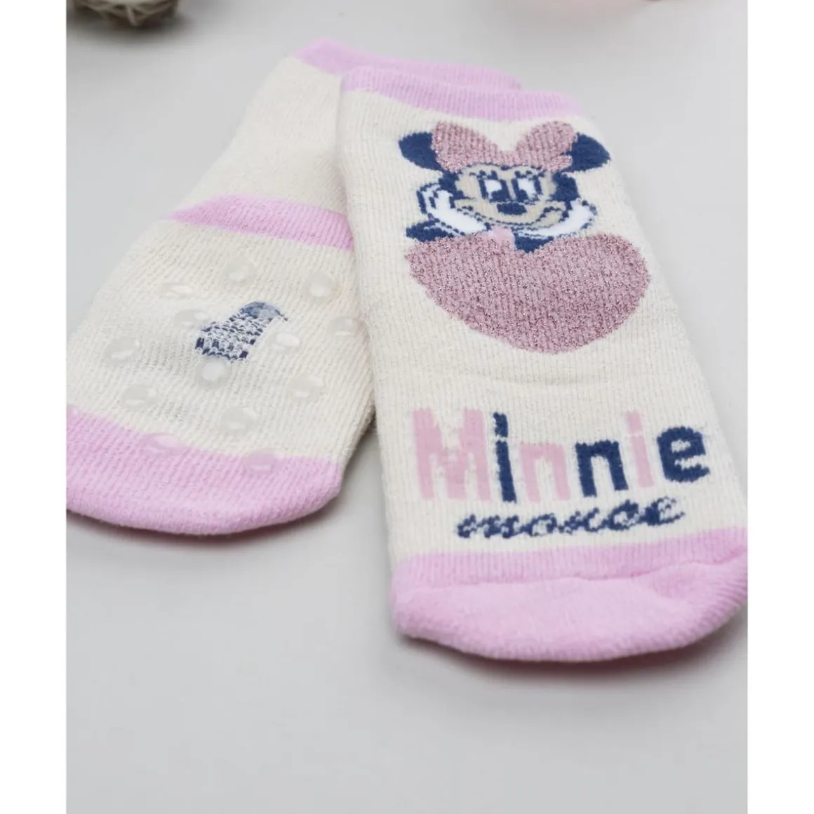 Calcetines antideslizantes Minnie rosa para niña