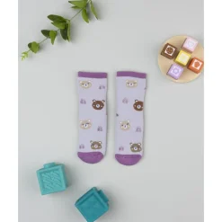 Calcetines antideslizantes grises de niña con ositos