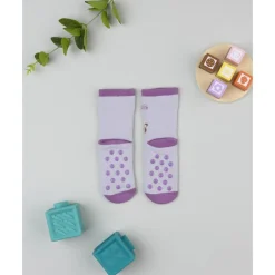 Calcetines antideslizantes grises de niña con ositos