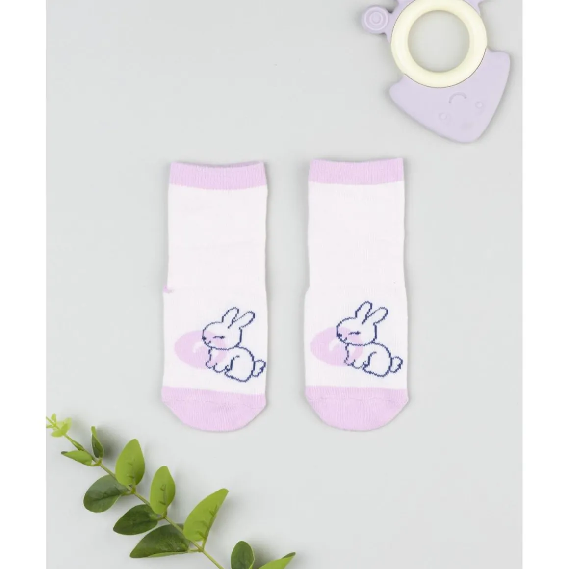 Calcetines antideslizantes niña rosa conejo