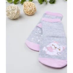 Calcetines antideslizantes niña gris con gatito