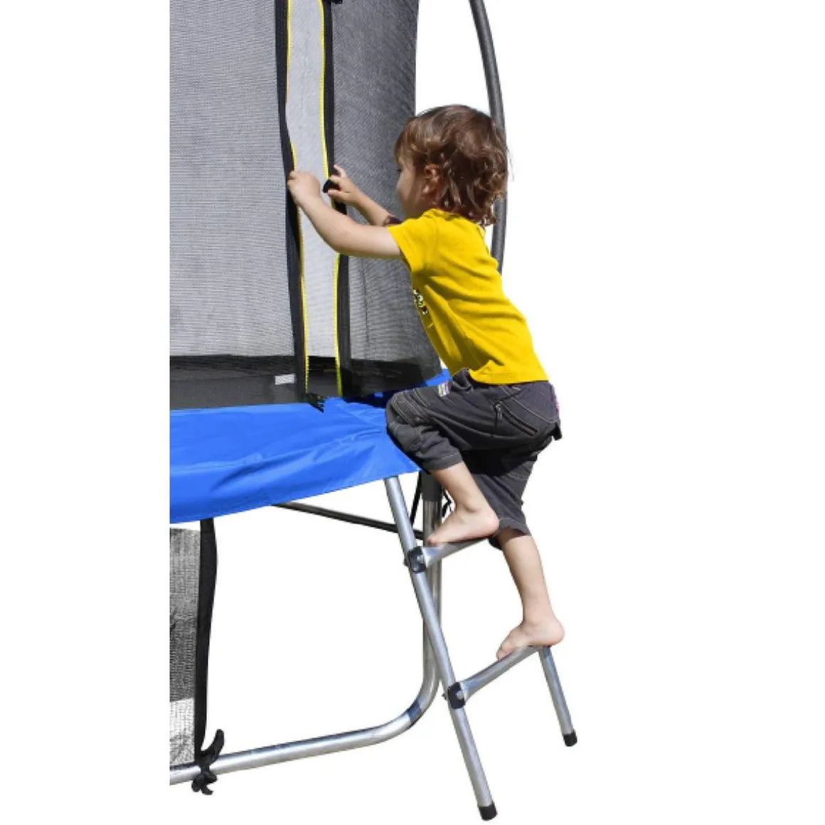 Cama elástica exterior de 366 cm con red, escalera y refuerzo de protección
