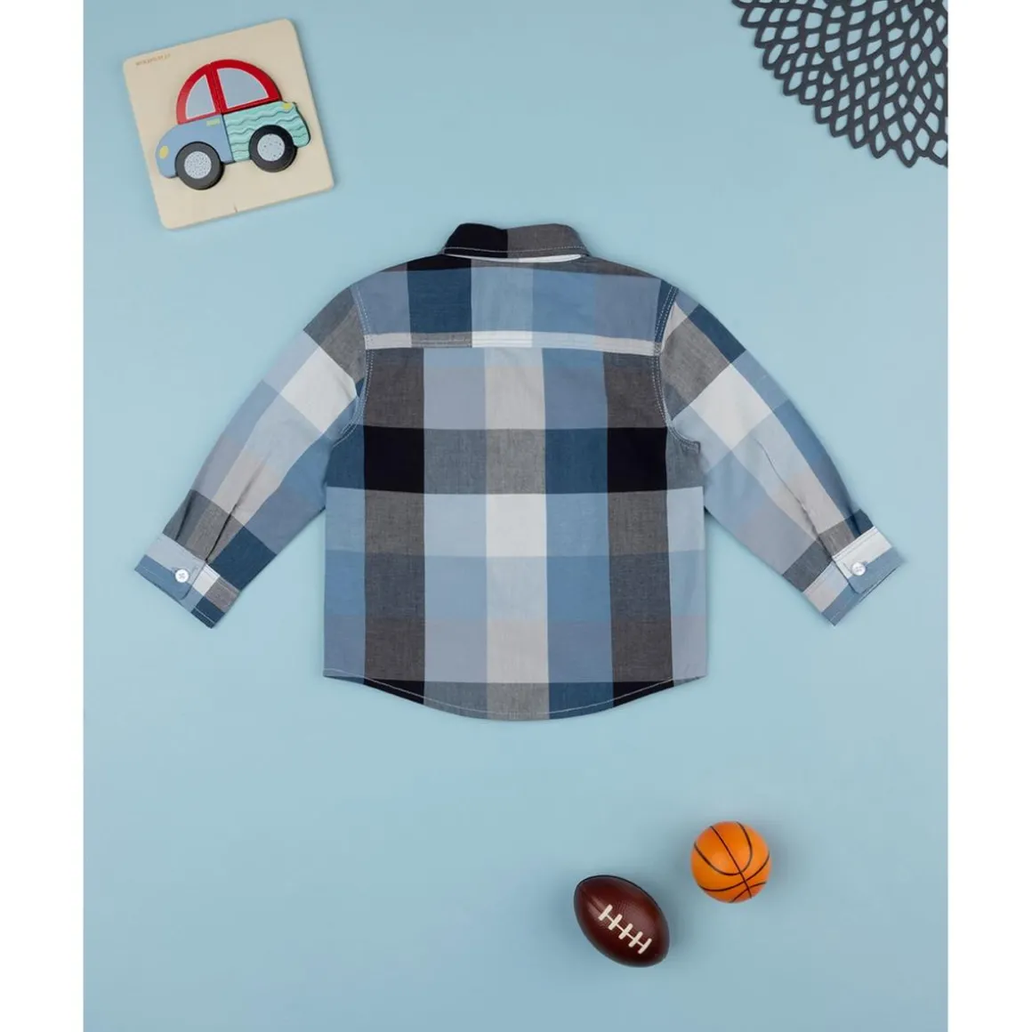 Camisa a cuadros azul para niño