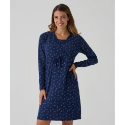 Camisa de noche premamá azul con flores all-over