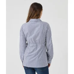 Camisa premamá de popelina a rayas azules y blancas