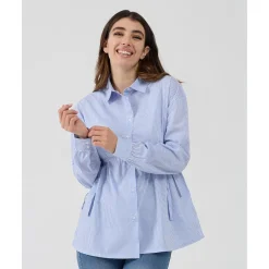 Camisa premamá de popelina a rayas
