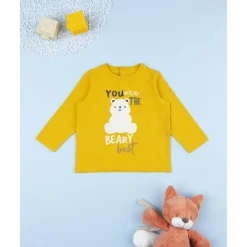 Camiseta bebé amarilla con estampado osito