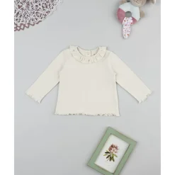 Camiseta bebé beige de canalé