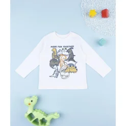 Camiseta blanca con dinosaurios niño
