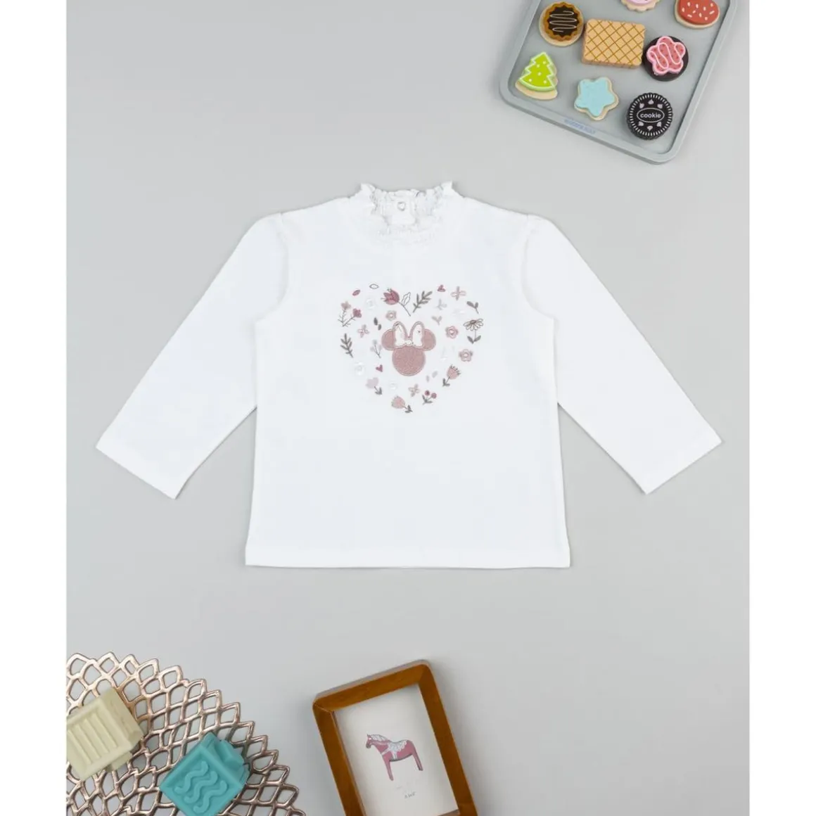 Camiseta blanca de niña con estampado de Minnie