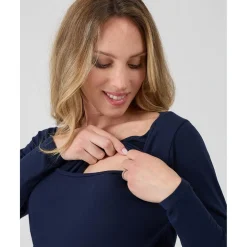 Camiseta de lactancia azul en jersey de algodón