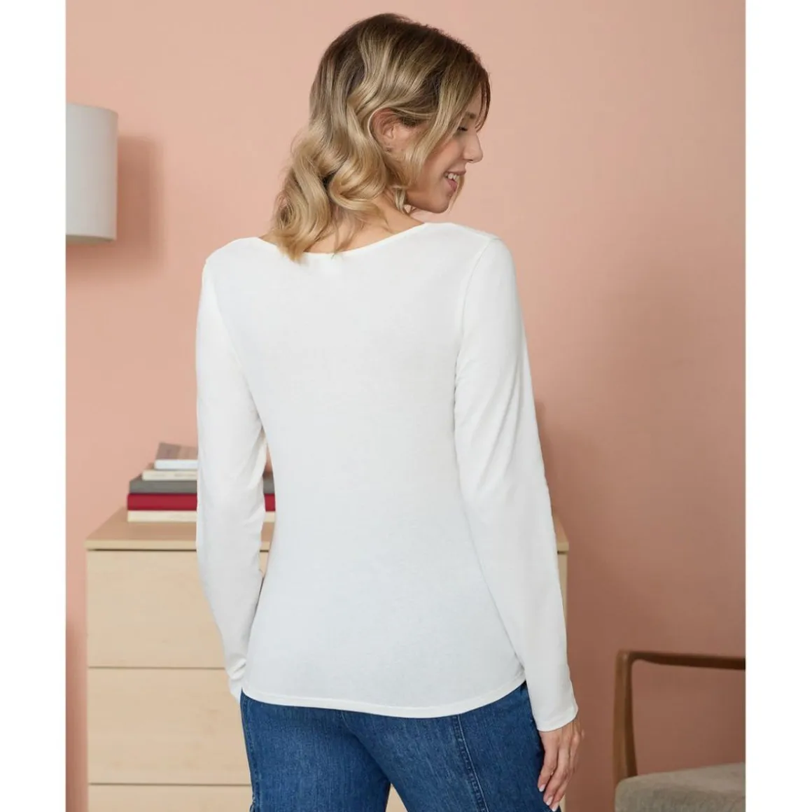 Camiseta de lactancia blanca de jersey de algodón