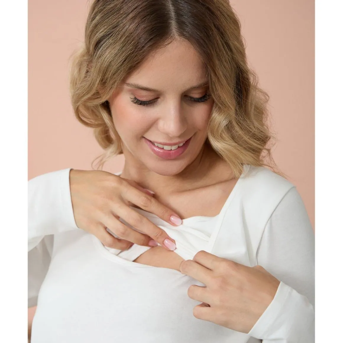 Camiseta de lactancia blanca de jersey de algodón